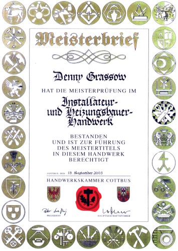 Meisterurkunde Denny Grassow
